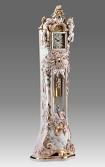 floor clock Art.513/2lacquered white patinated with gold and decoration
